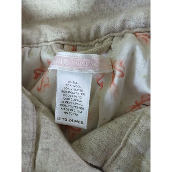 Janie and Jack Wool Blend  Lined Jacket Ruffle Hem 12 24 Mo Wool Viscose Blend - Picture 6 of 12